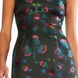 Cynthia Rowley Black Dress with Vibrant Floral Accents